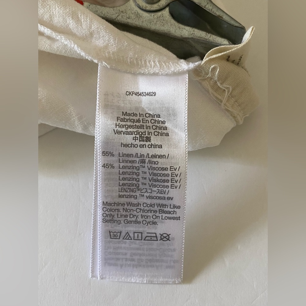 Madewell Women White Linen Blend Short Sleeve Central Shirt Popover 2X Back Slit - Picture 4 of 9